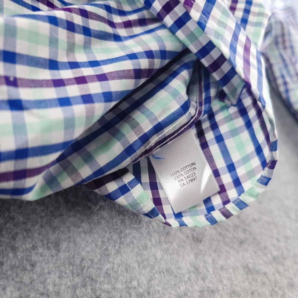 Banana Republic Dress Shirt Mens 16 16.5 34/35 Large Multicolor Plaid Slim Fit
